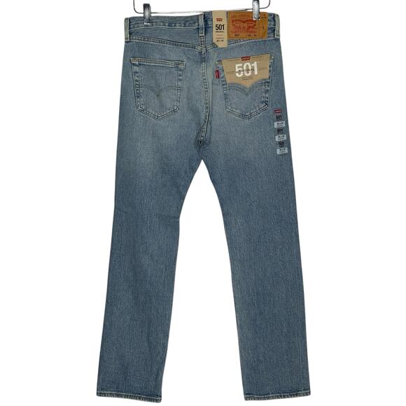 Levis Mens NEW 501 Original Fit Button Fly Stretch Blue Straight Jeans 30X30 - Picture 1 of 12
